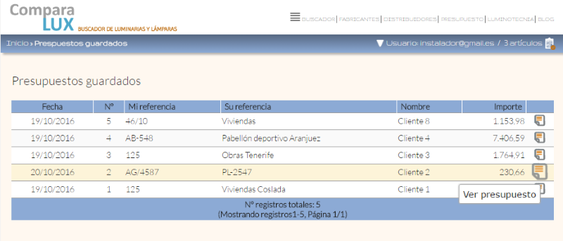 Listado de documentos